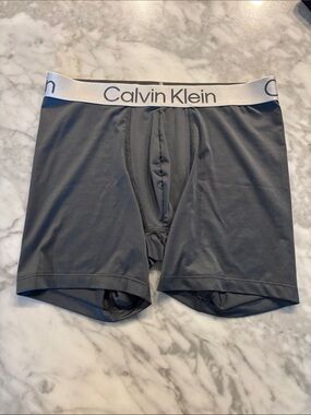 Calvin Klein Charcoal Performance Boxer Briefs with White Logo Waistband